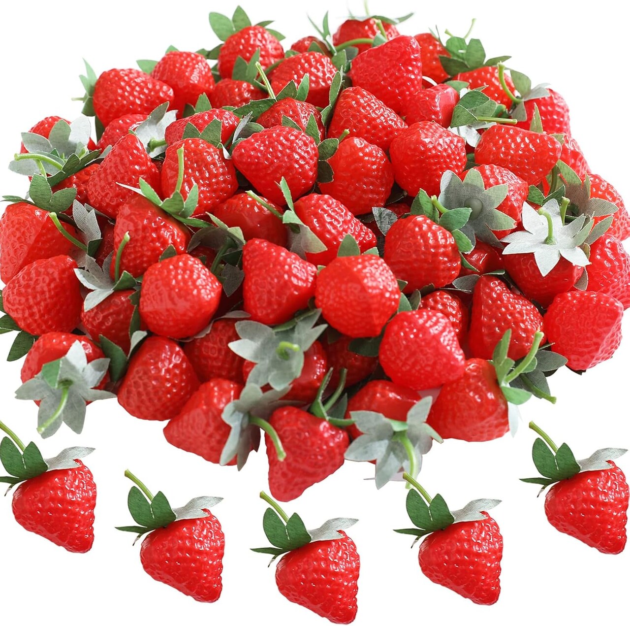 100 Pieces Fake Strawberries Fake Fruit Artificial Strawberry Kitchen Décor
